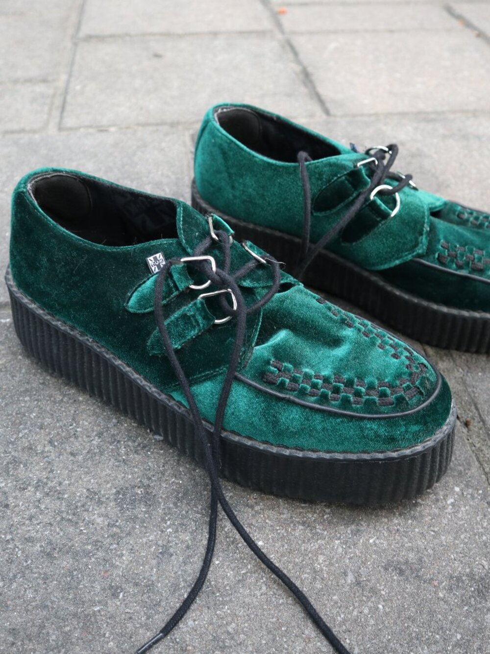 Men's Emerald Green Velvet Creeper Shoes
